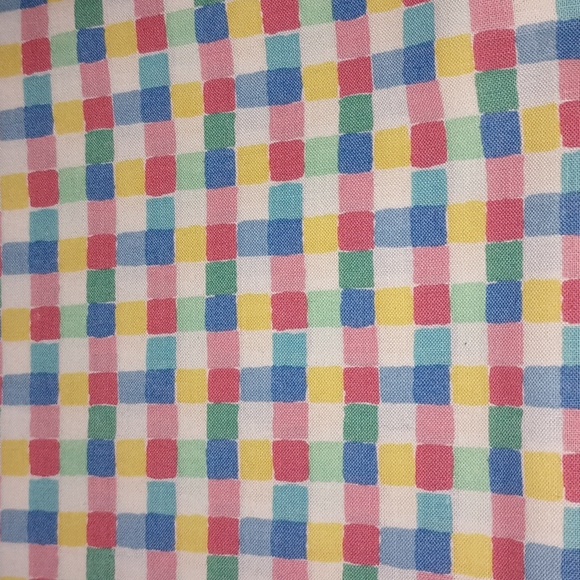 90s VTG 3yd Cotton Checkered Fabric - Picture 1 of 3